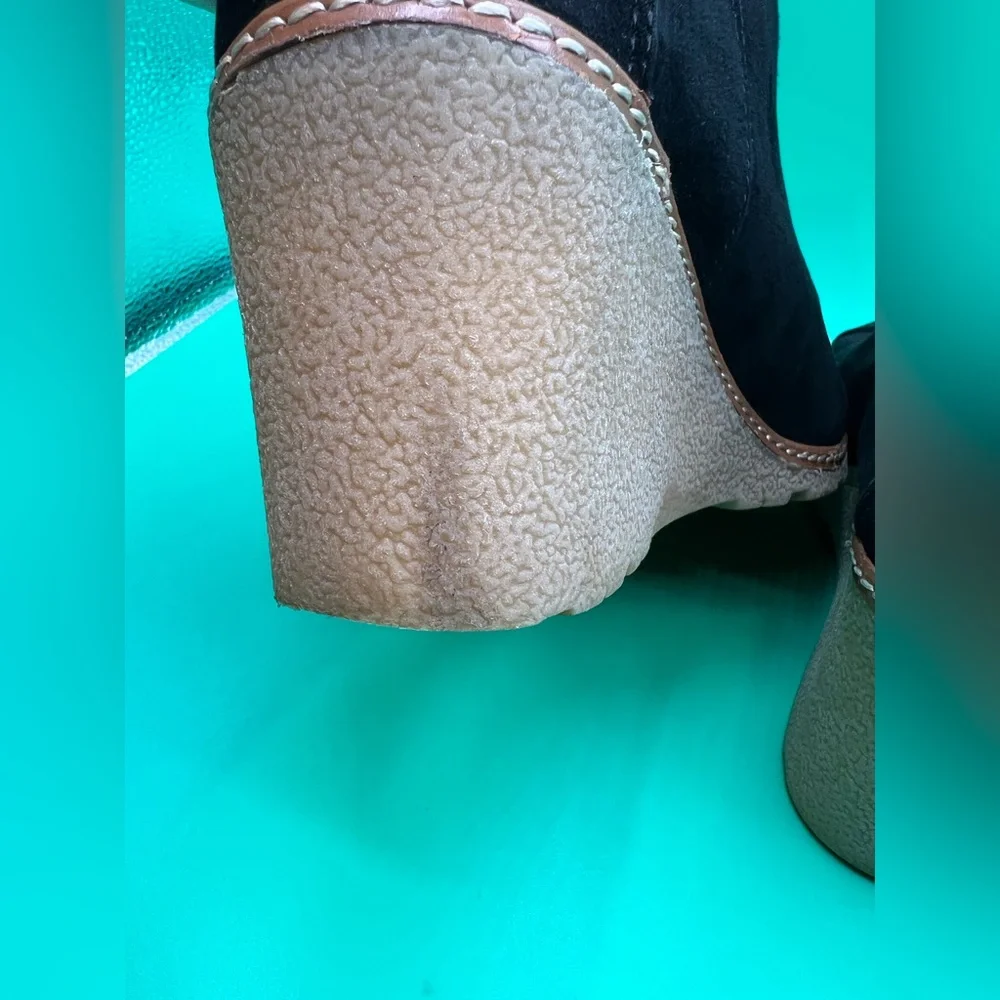 TOMS Black Suede Ankle Booties with Stitched sole